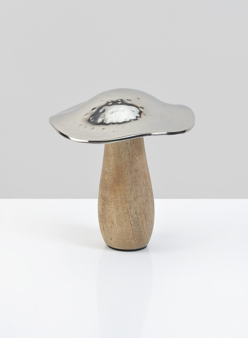 5.5in Long Silver Mushroom, Small Decor Jamali-garden