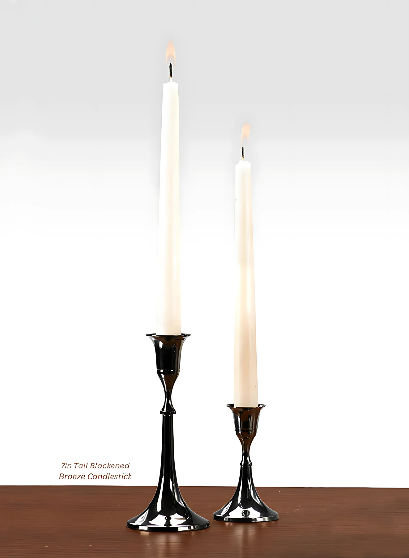 7in Tall Blackened Bronze Candlestick Decor Jamali-garden