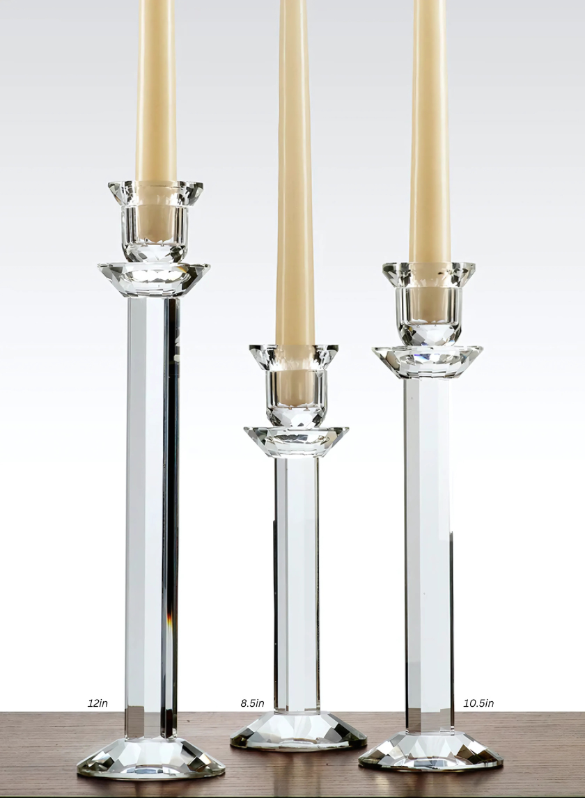 Faceted Stem Crystal Candlesticks Decor Jamali-garden