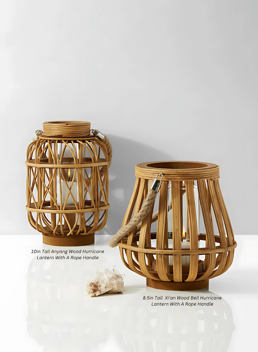 Wood Hurricane Lanterns Decor Jamali-garden