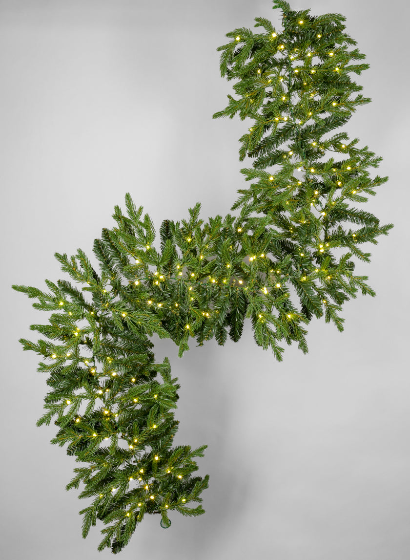 6ft Long Warm White Pre-Lit Pine Garland (200 Lights) Decor Jamali-garden
