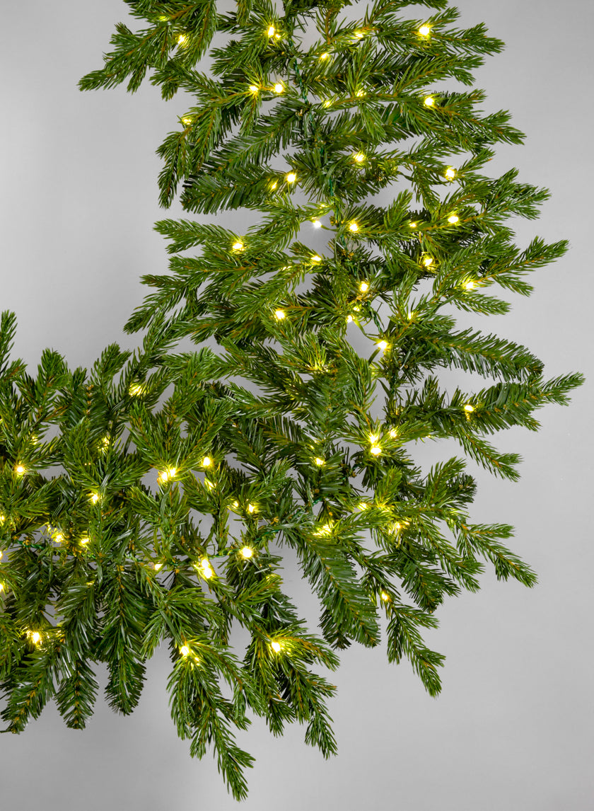 6ft Long Warm White Pre-Lit Pine Garland (200 Lights) Decor Jamali-garden