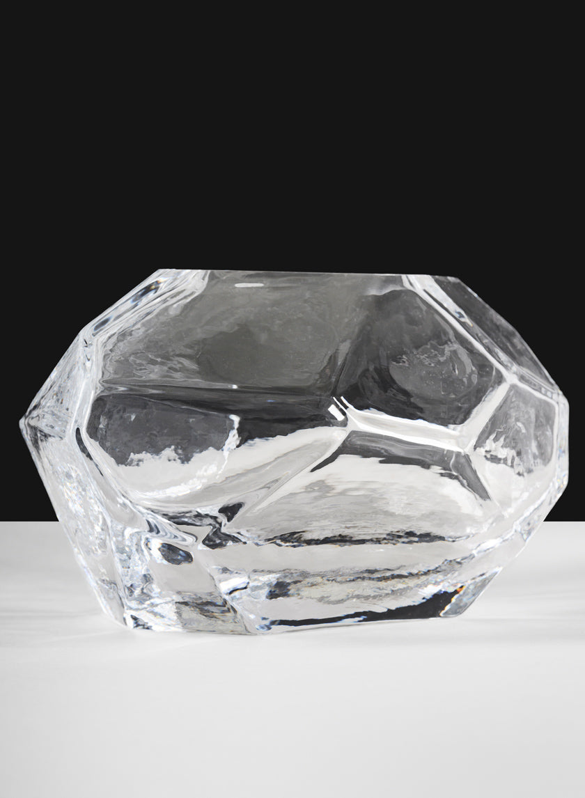 5in Wide Orbix Ice Carved Clear Glass Bowl
