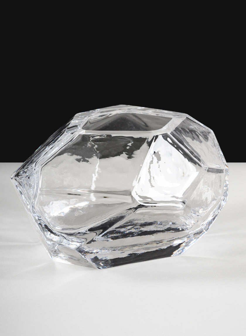 Orbix Ice Carved Clear Glass Bowl