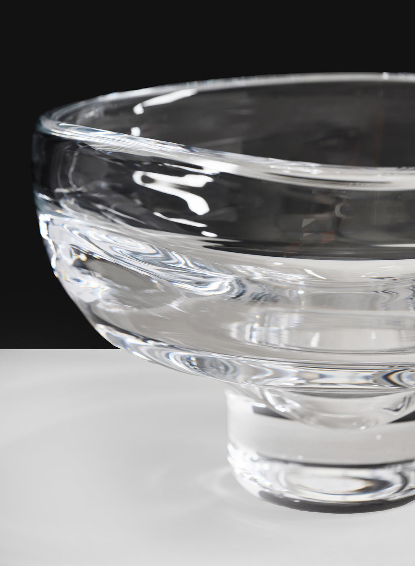 8in Wide Norvege Hand Blown Clear Glass Bowl Decor Jamali-garden