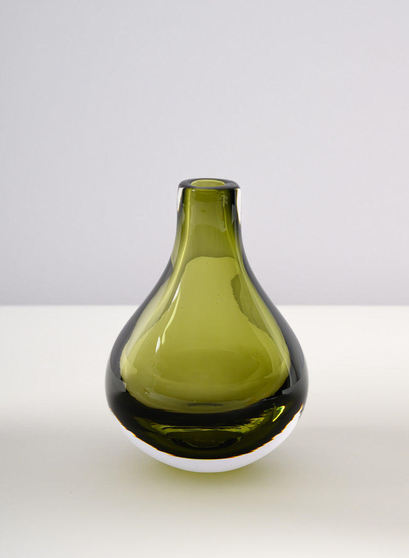 5.5in Tall Muran Green Glow Hand Blown Deco Glass Vase Decor Jamali-garden
