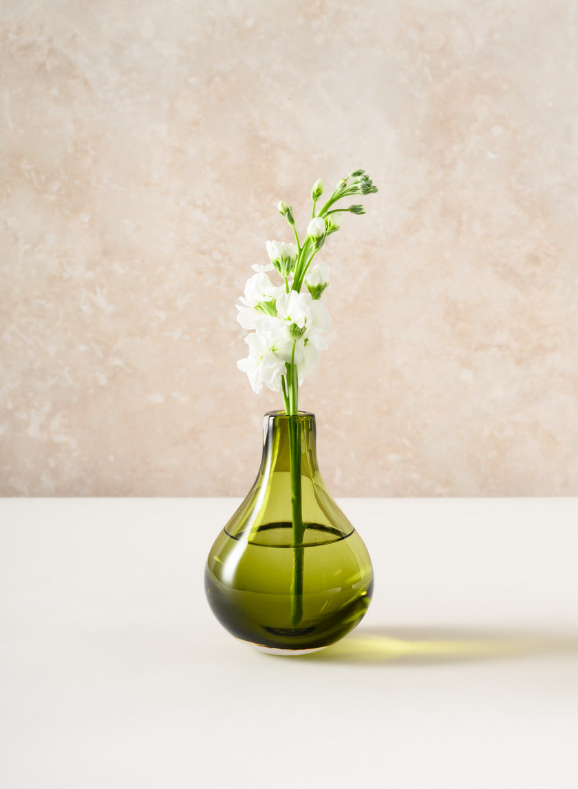 5.5in Tall Muran Green Glow Hand Blown Deco Glass Vase Decor Jamali-garden