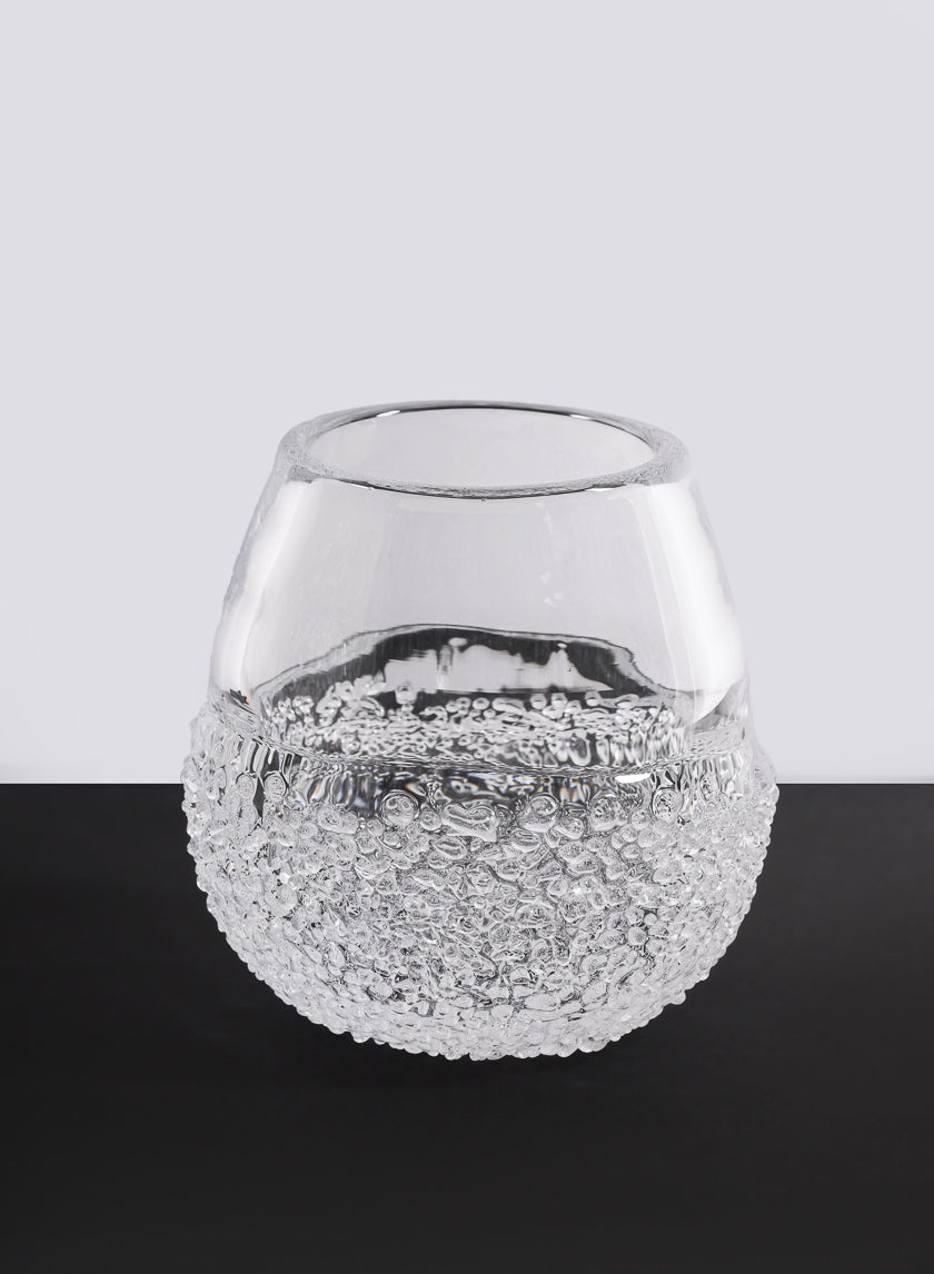 6.25in Tall Winterthur Ice Look Hand Blown Crystal Glass Vase Decor Jamali-garden