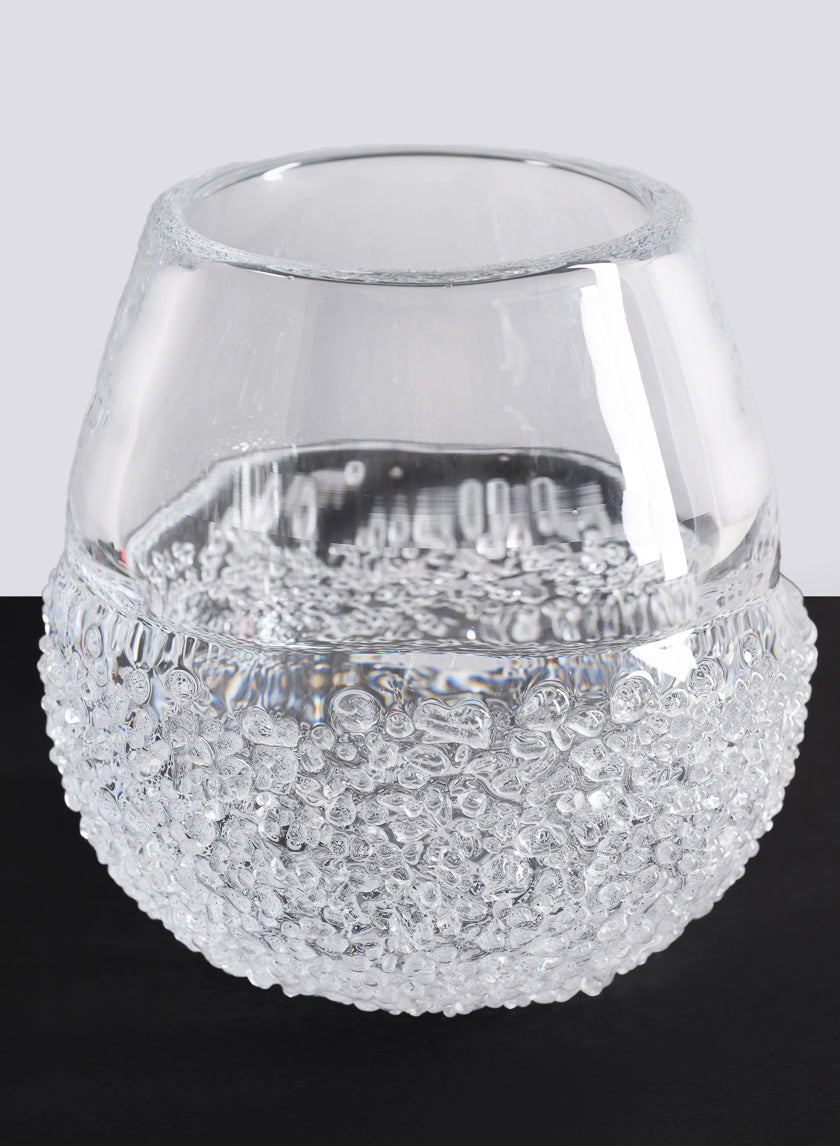 6.25in Tall Winterthur Ice Look Hand Blown Crystal Glass Vase Decor Jamali-garden