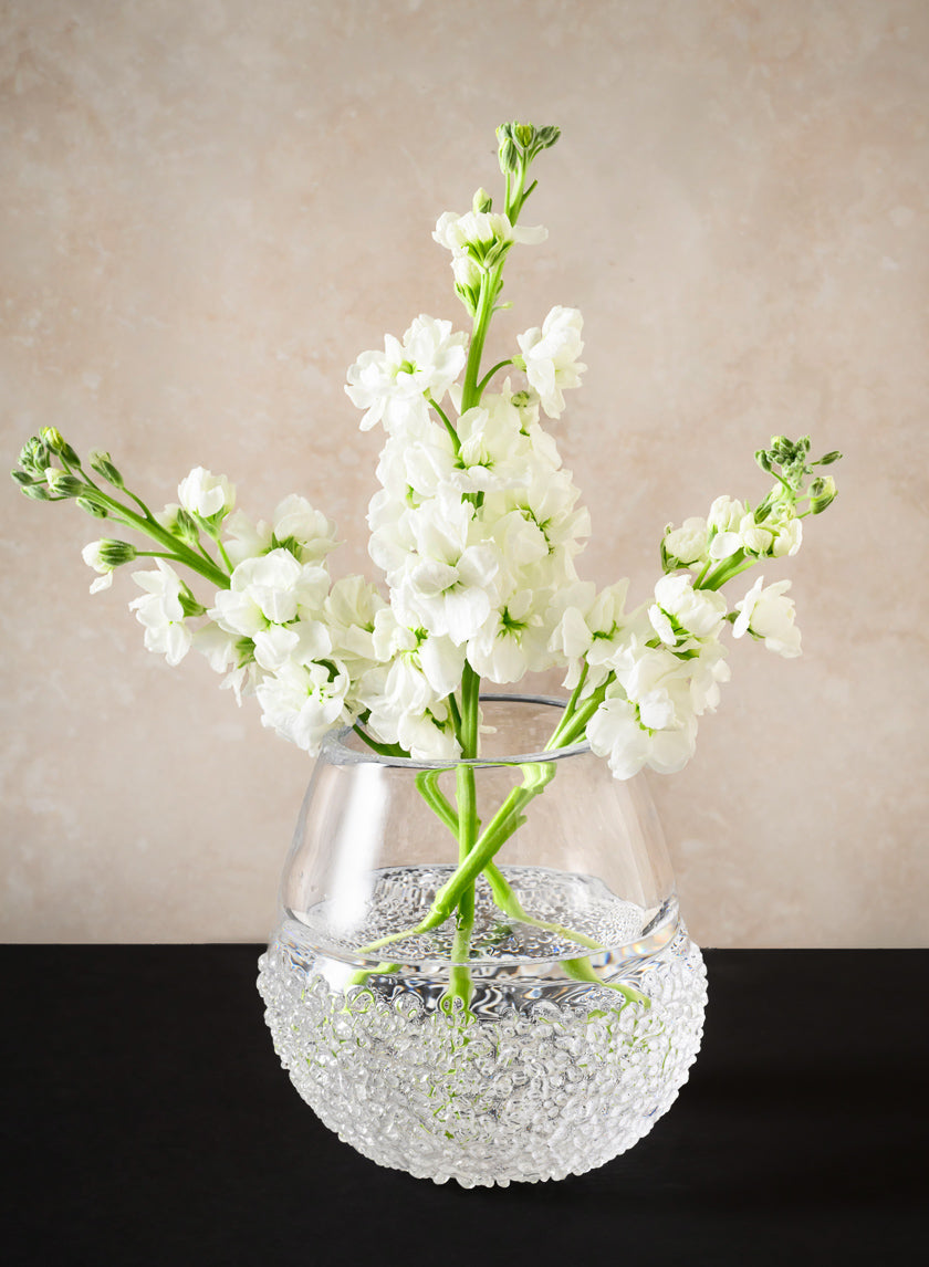 6.25in Tall Winterthur Ice Look Hand Blown Crystal Glass Vase Decor Jamali-garden