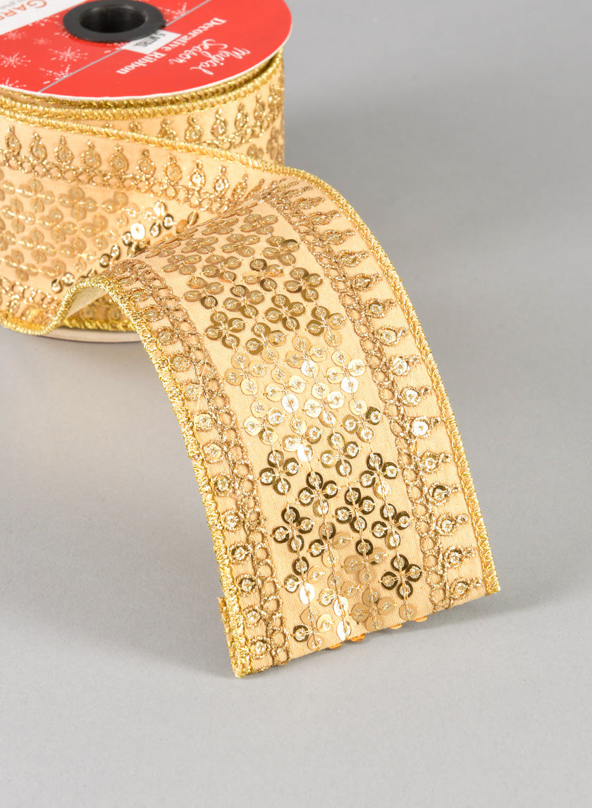 16.40ft Royal Nawab Gold Ribbon Decor Jamali-garden