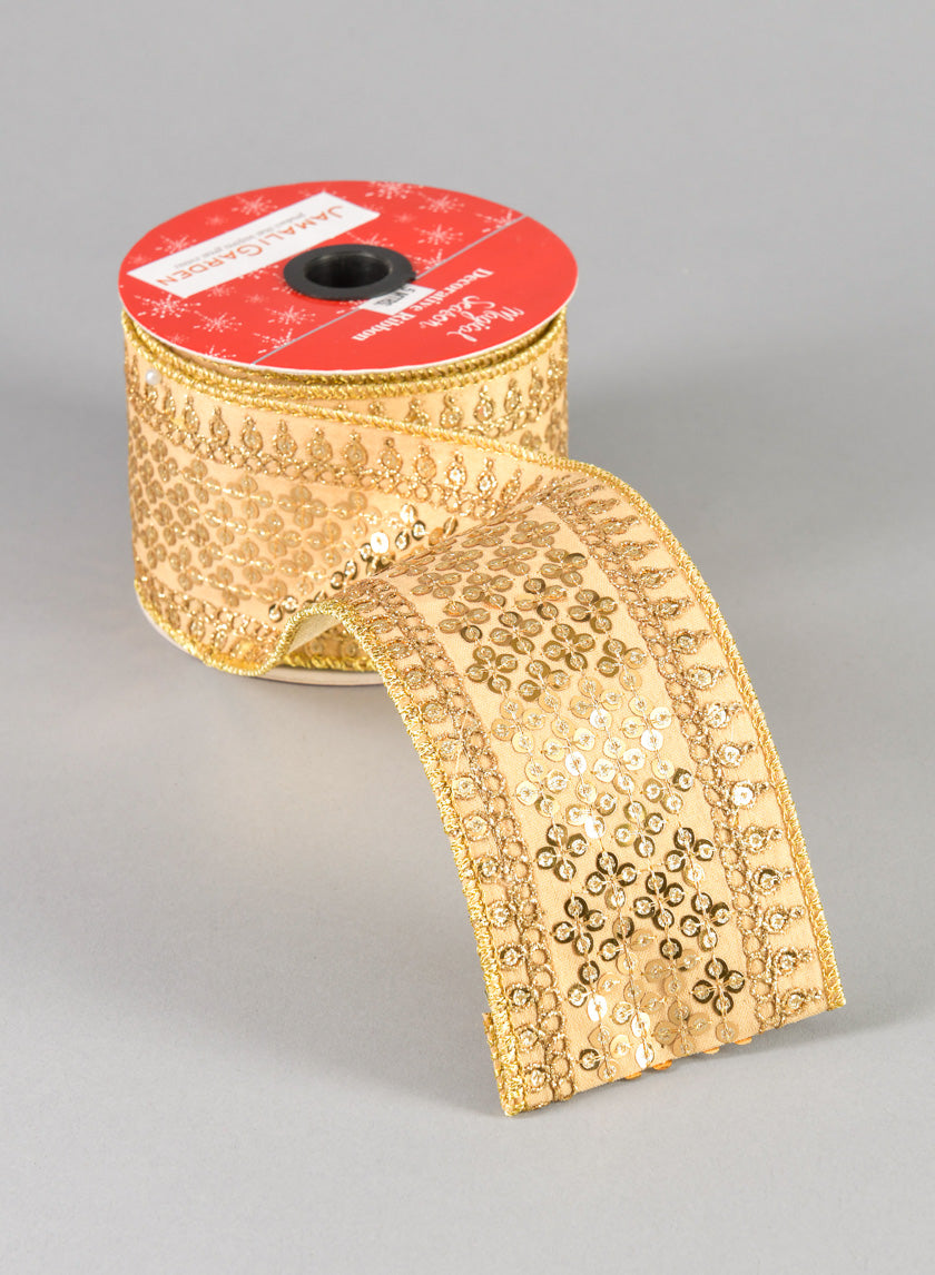 16.40ft Royal Nawab Gold Ribbon Decor Jamali-garden