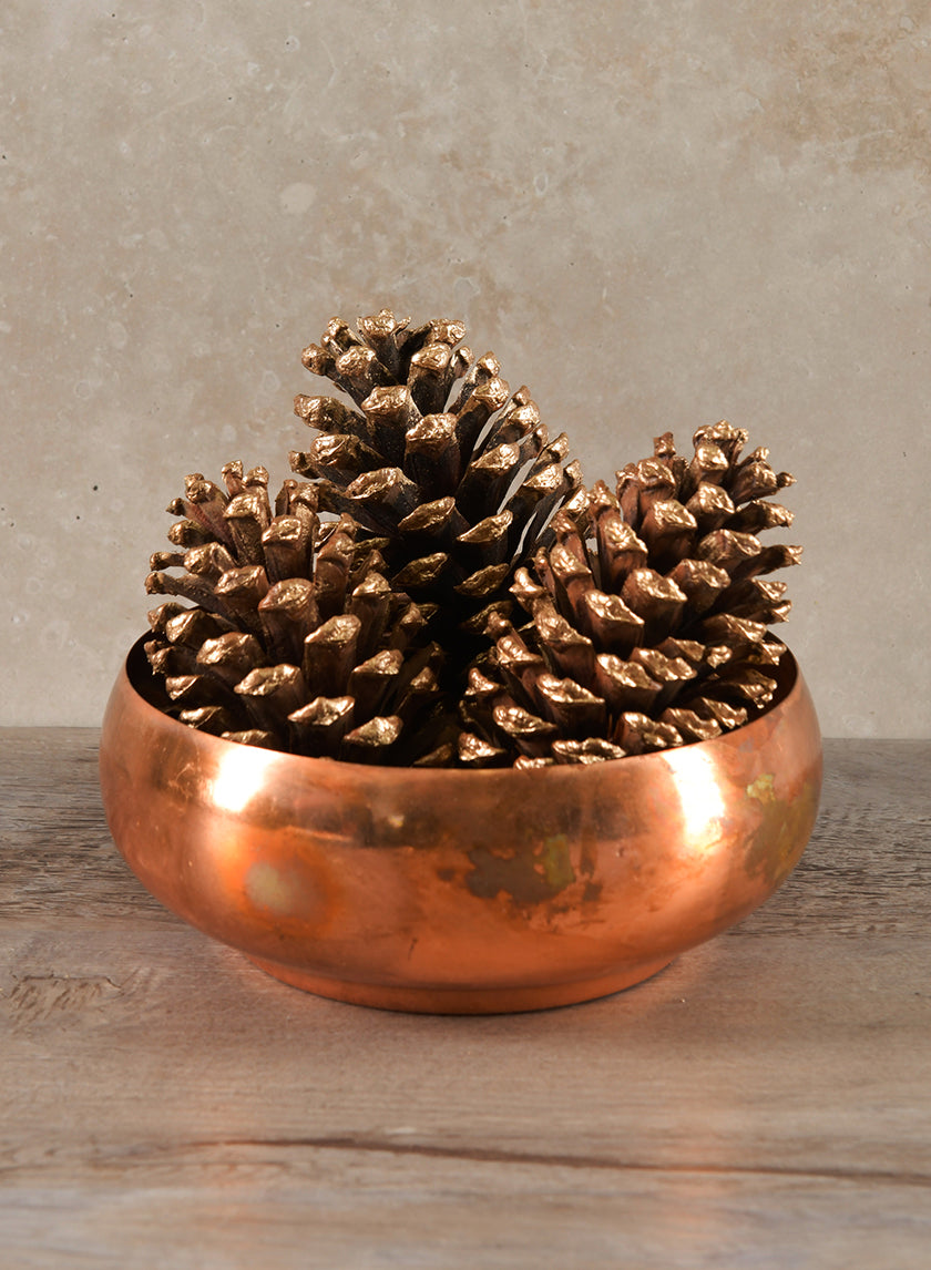 6.5in Wide Shallow Antique Copper Look Bowl Decor Jamali-garden