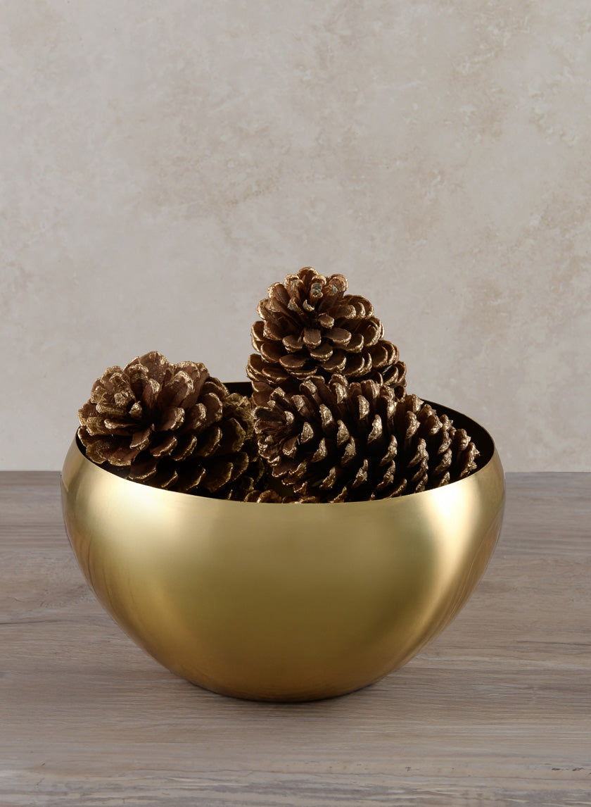 8in Wide Gold Metal Bowl Decor Jamali-garden