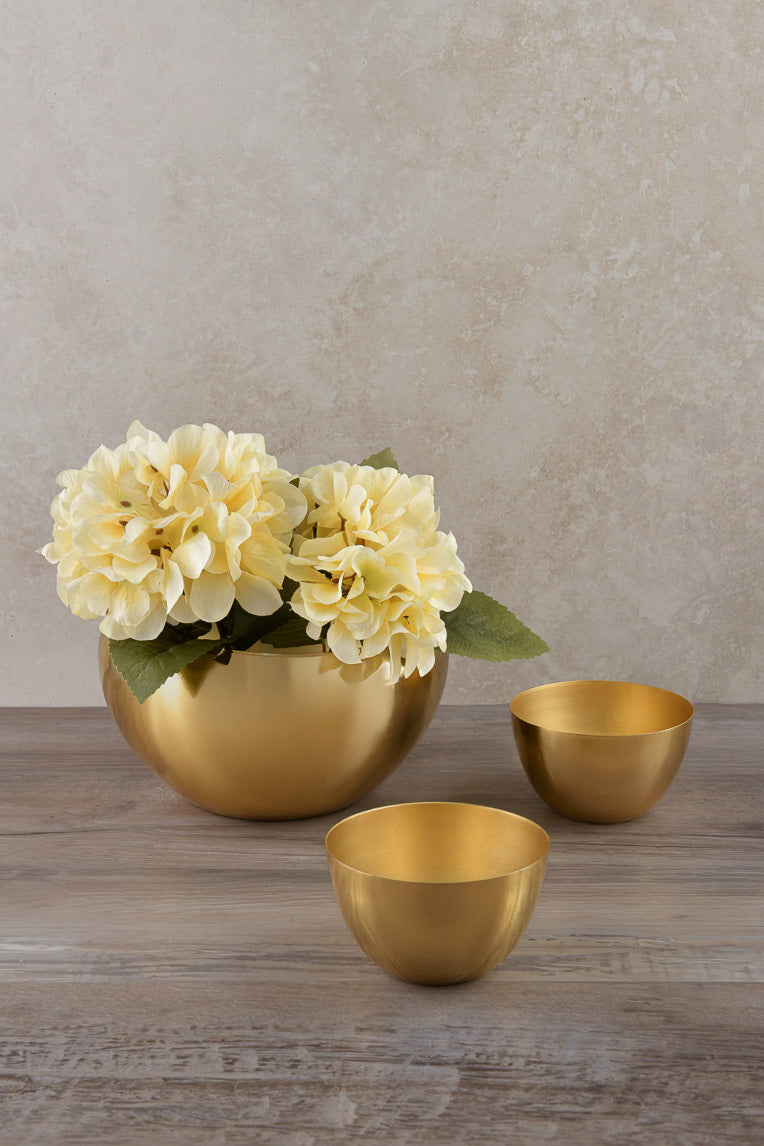 8in Wide Gold Metal Bowl Decor Jamali-garden