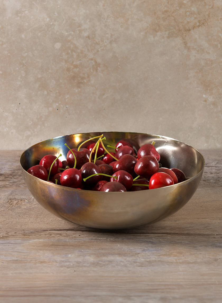 8.5in Wide Oil Slick Iron Bowl Decor Jamali-garden