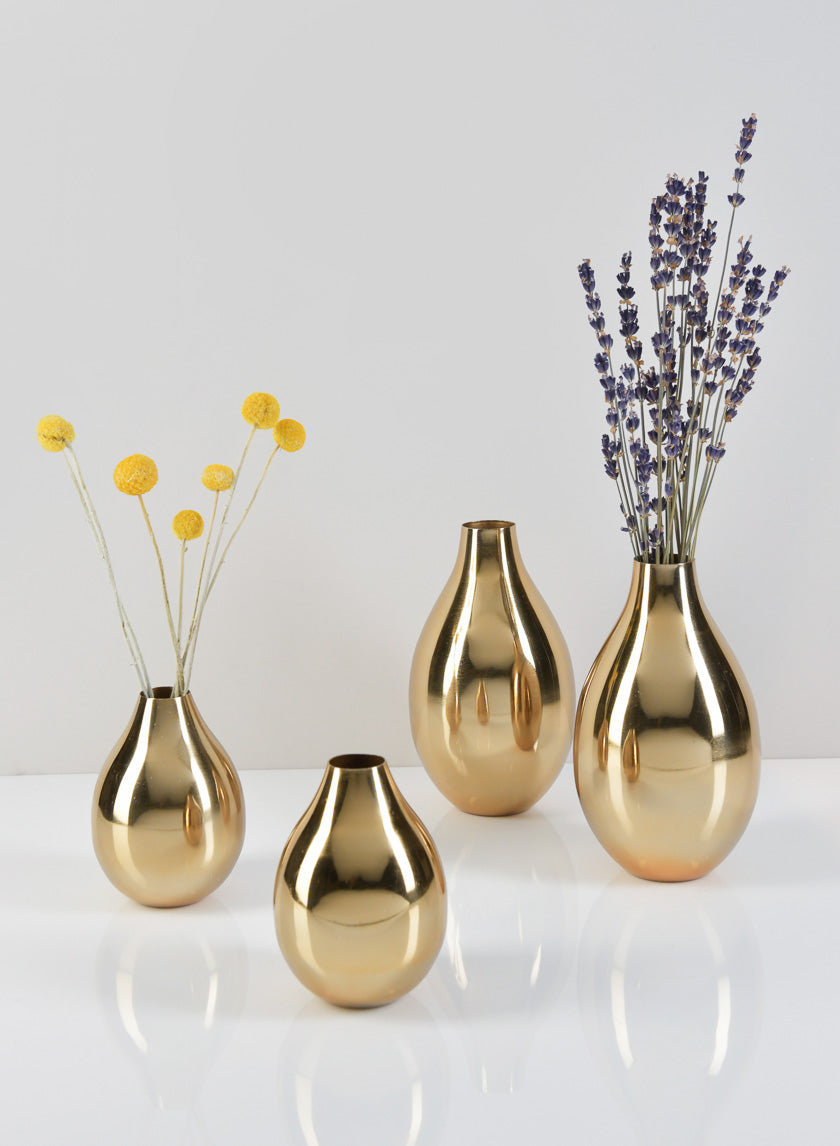 4in Tall Cordoba Gold Bud Vase Decor Jamali-garden