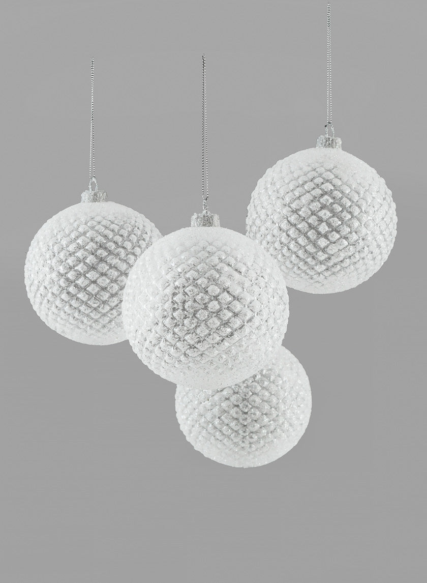 4in Round Iced Glitter Glass Ornament Ball Decor Jamali-garden