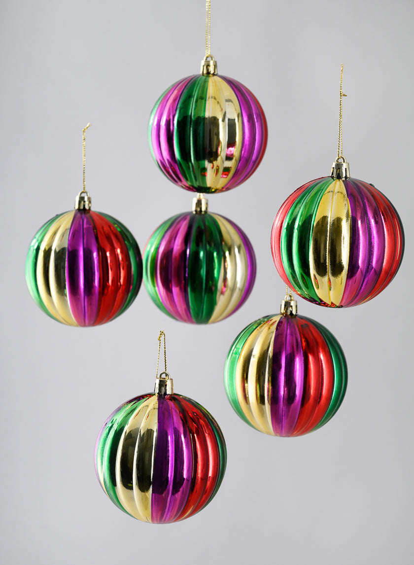 3in Round Colorful Hand-Painted Plastic Pumpkin Balls (80mm), Set of 6 Decor Jamali-garden