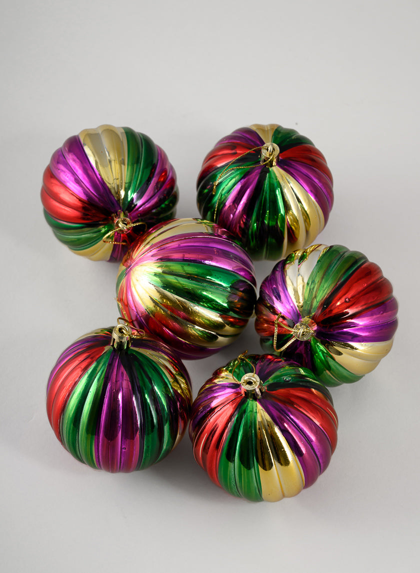 3in Round Colorful Hand-Painted Plastic Pumpkin Balls (80mm), Set of 6 Decor Jamali-garden