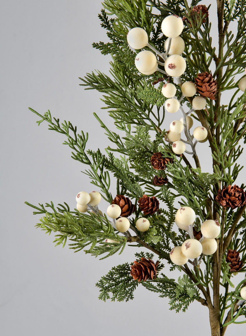 32in Long Real Touch Pine Pick With White Berries Decor Jamali-garden