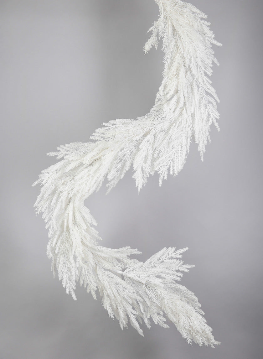 6ft Long White Real Touch Cypress Pine Garland Decor Jamali-garden