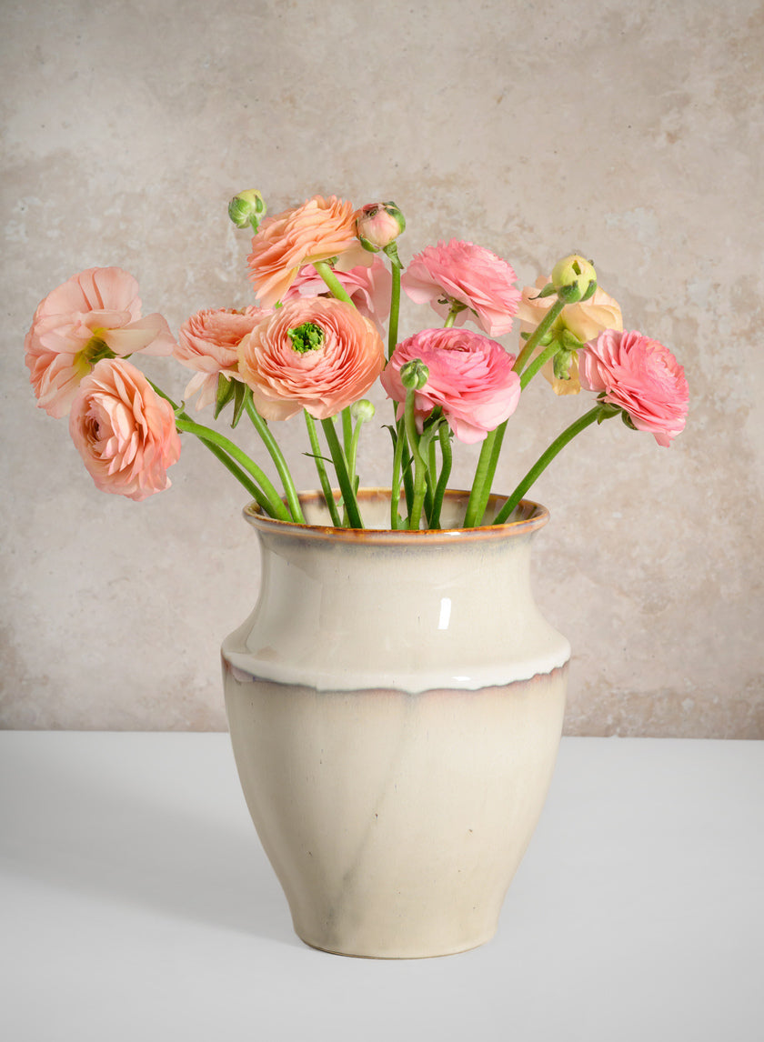 8in Tall Cream Evora Ceramic Vase Decor Jamali-garden