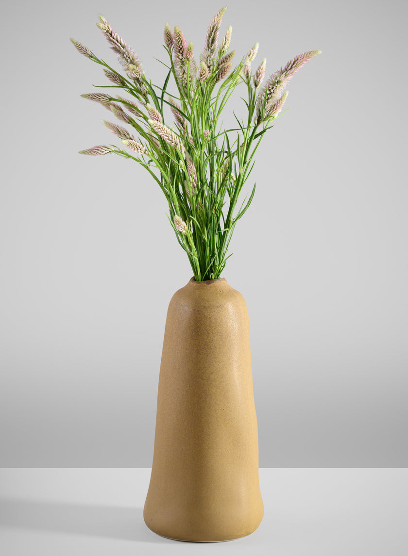 11in Tall Amund Sand Mustard Ceramic Deco Vase Decor Jamali-garden