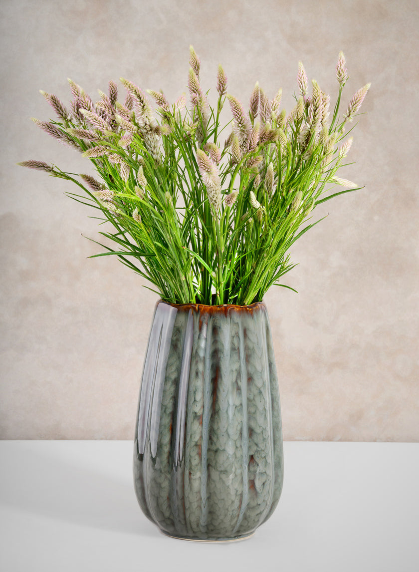 11in Tall Grey Glazed Leif Ceramic Vase Decor Jamali-garden