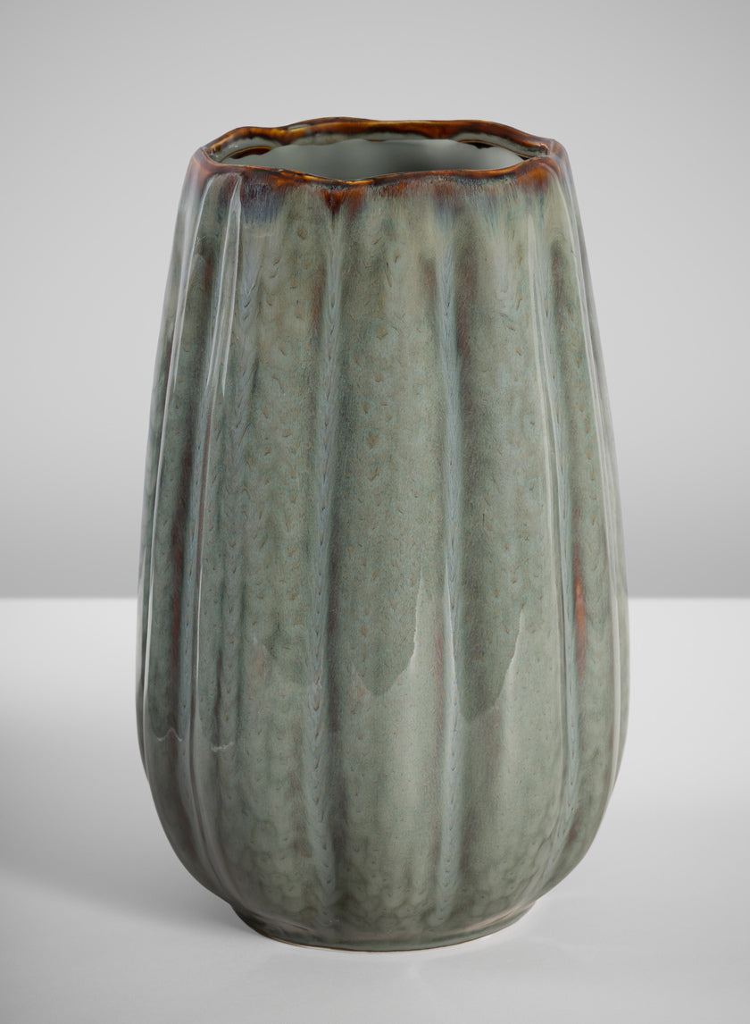 11in Tall Grey Glazed Leif Ceramic Vase Decor Jamali-garden