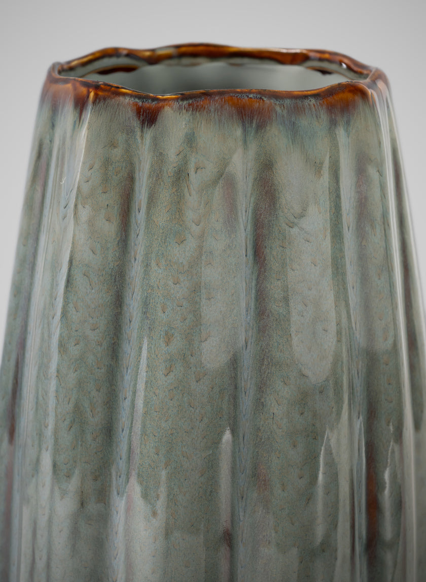 11in Tall Grey Glazed Leif Ceramic Vase Decor Jamali-garden
