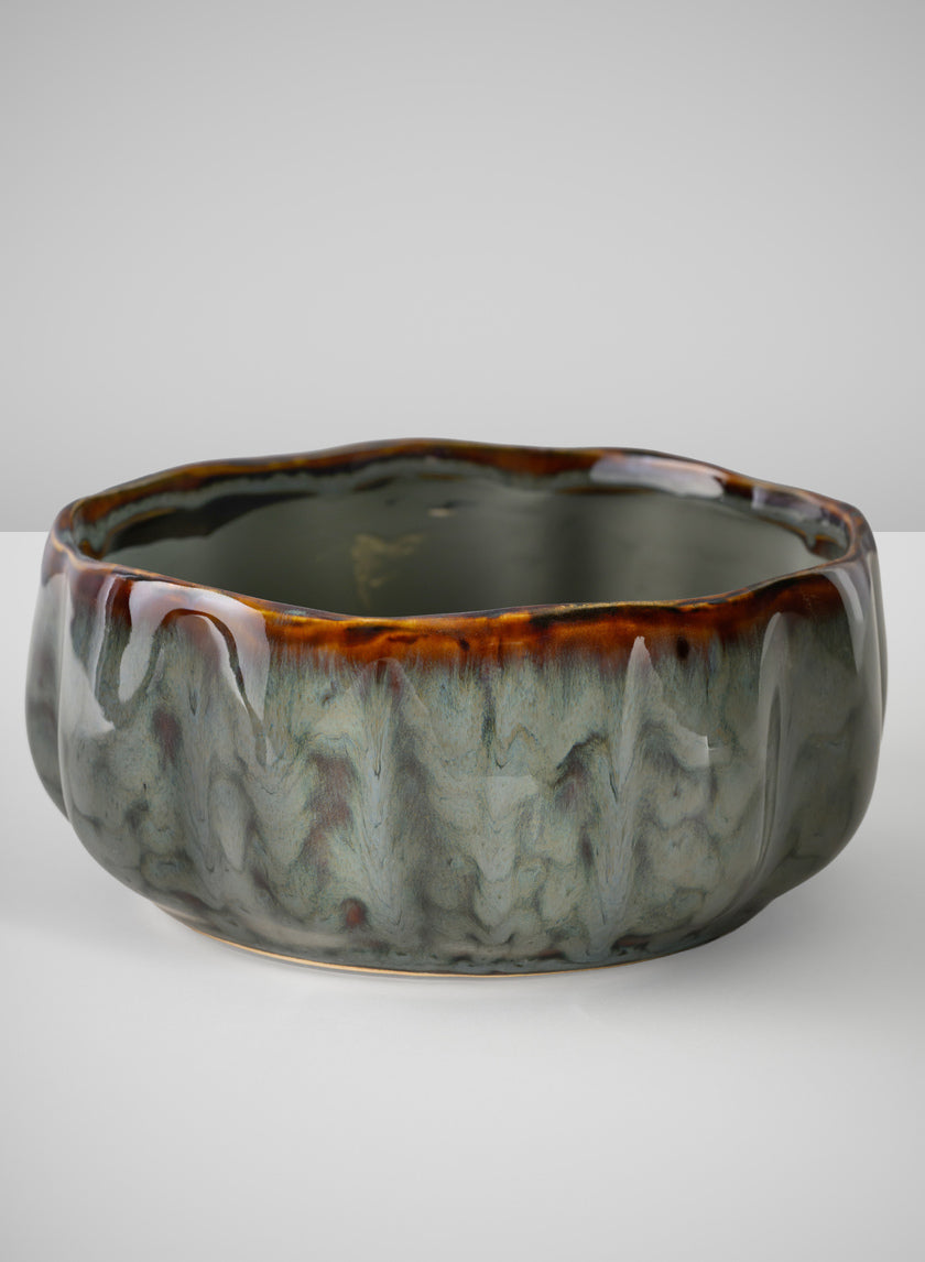 6.5in Wide Grey Glazed Leif Ceramic Bowl Decor Jamali-garden