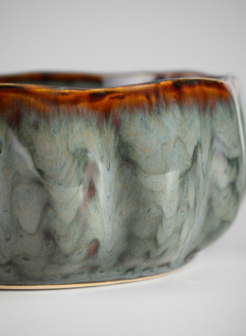 6.5in Wide Grey Glazed Leif Ceramic Bowl Decor Jamali-garden