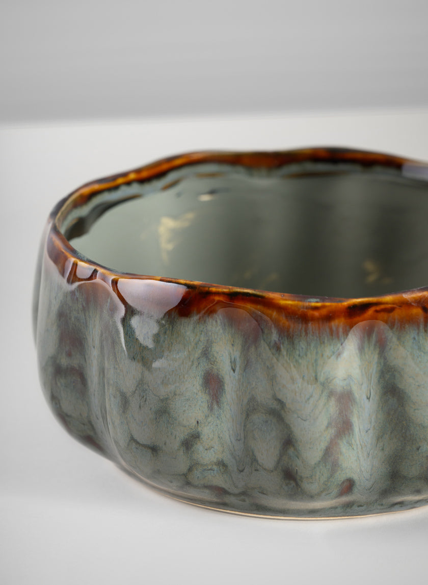 6.5in Wide Grey Glazed Leif Ceramic Bowl Decor Jamali-garden