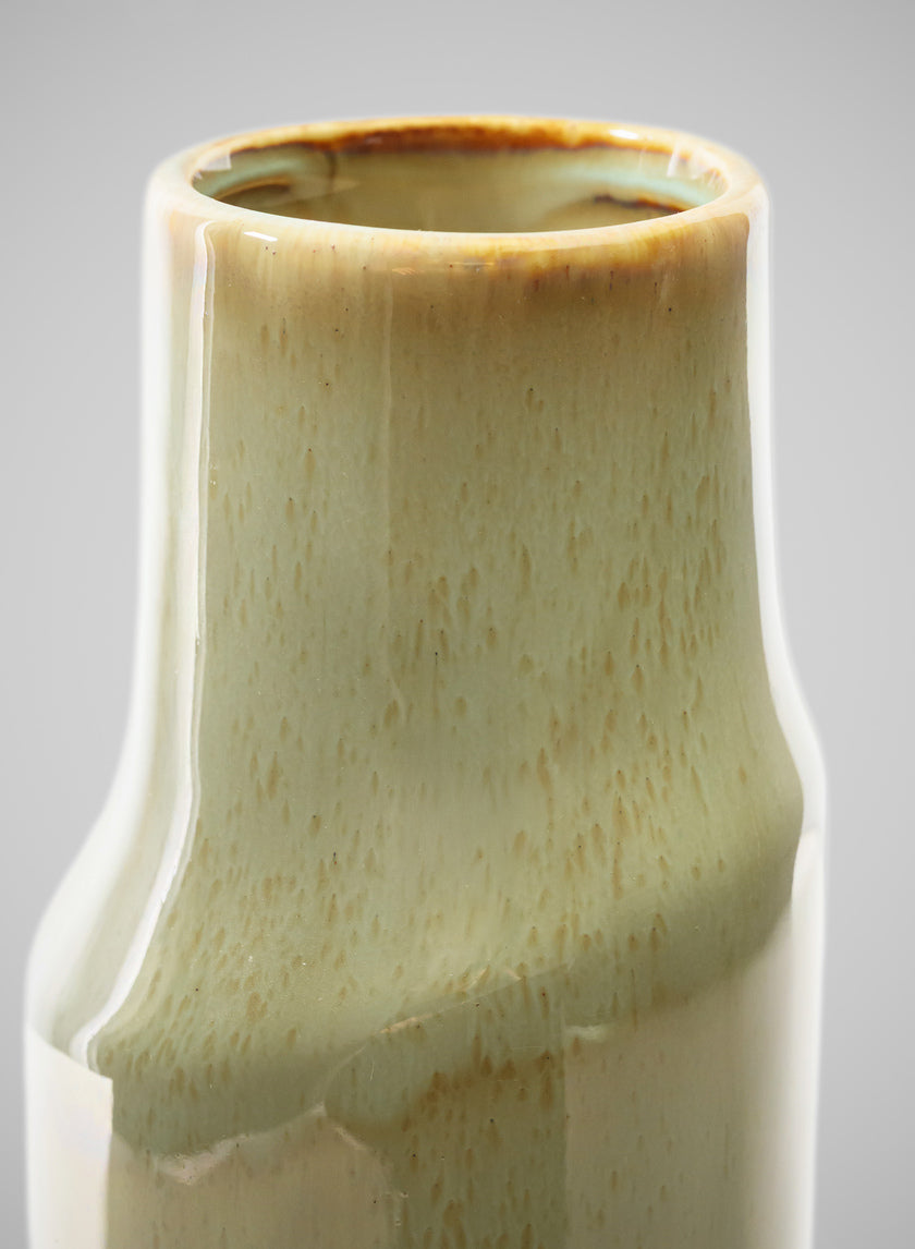 8in Tall Green Glaze Annika Ceramic Cylinder Decor Jamali-garden