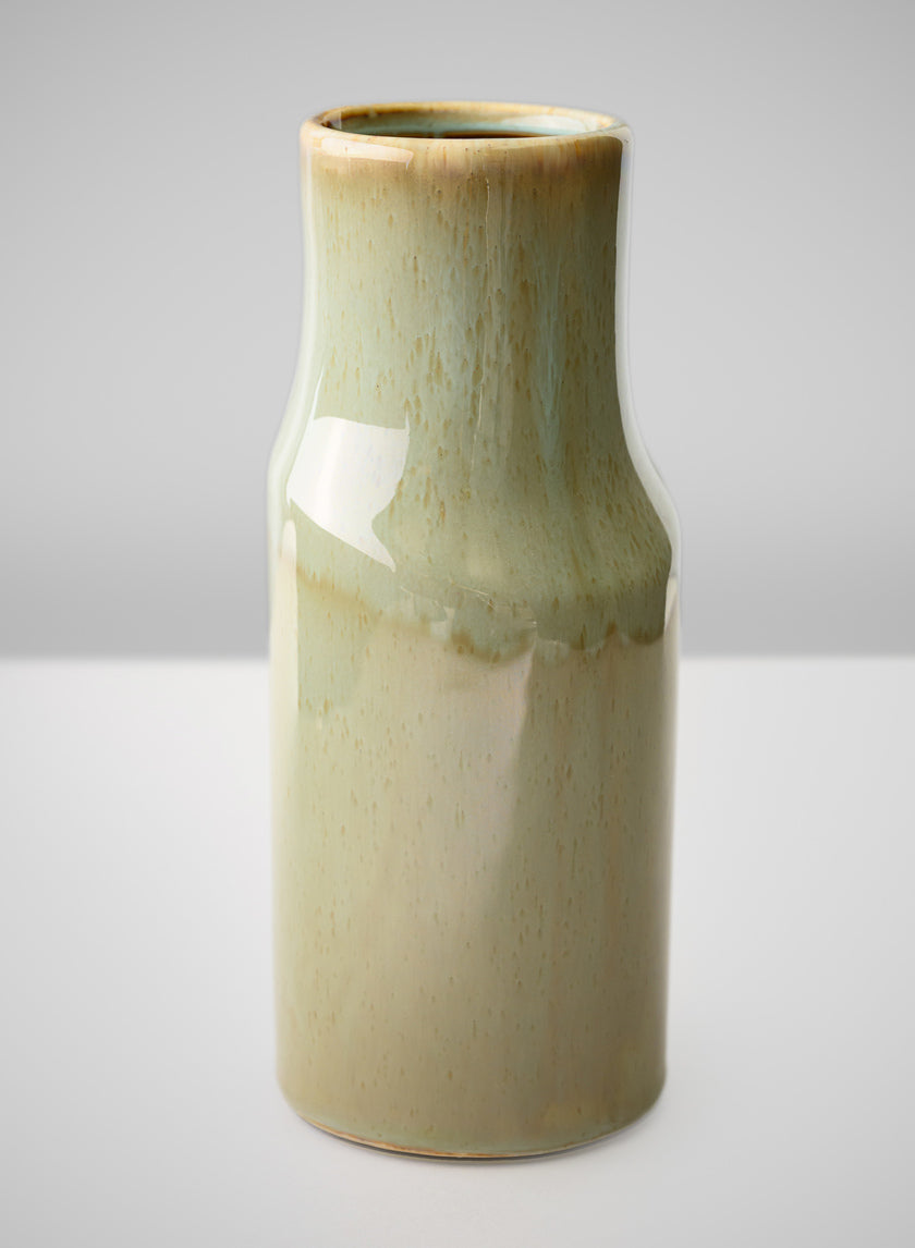 8in Tall Green Glaze Annika Ceramic Cylinder Decor Jamali-garden