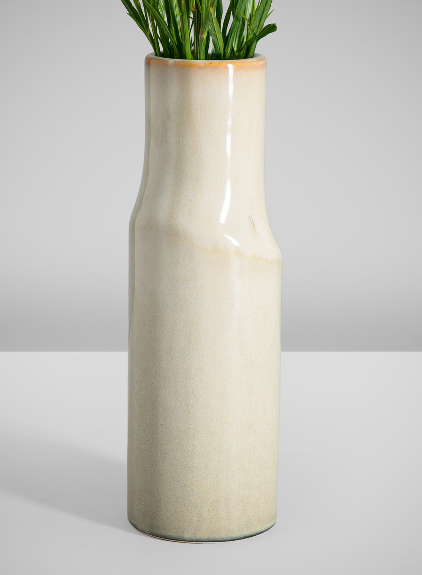 11in Tall Annika Cream Ceramic Cylinder Decor Jamali-garden