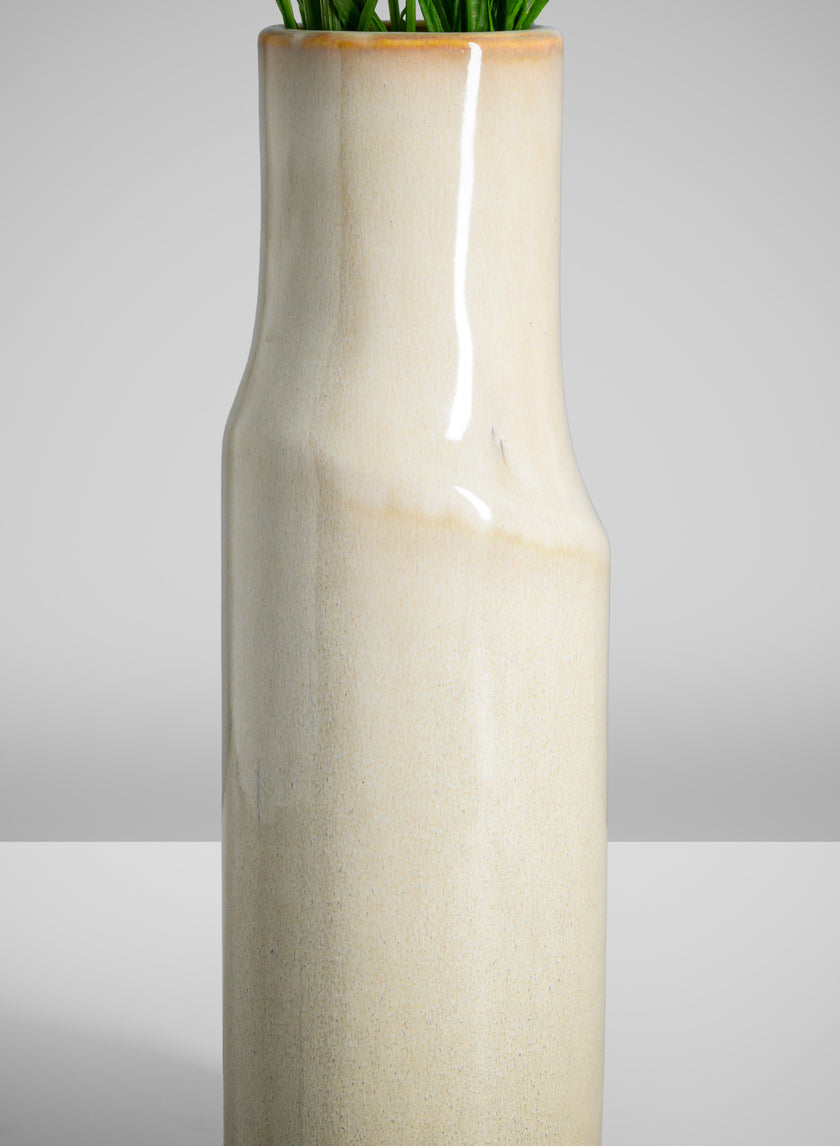 11in Tall Annika Cream Ceramic Cylinder Decor Jamali-garden