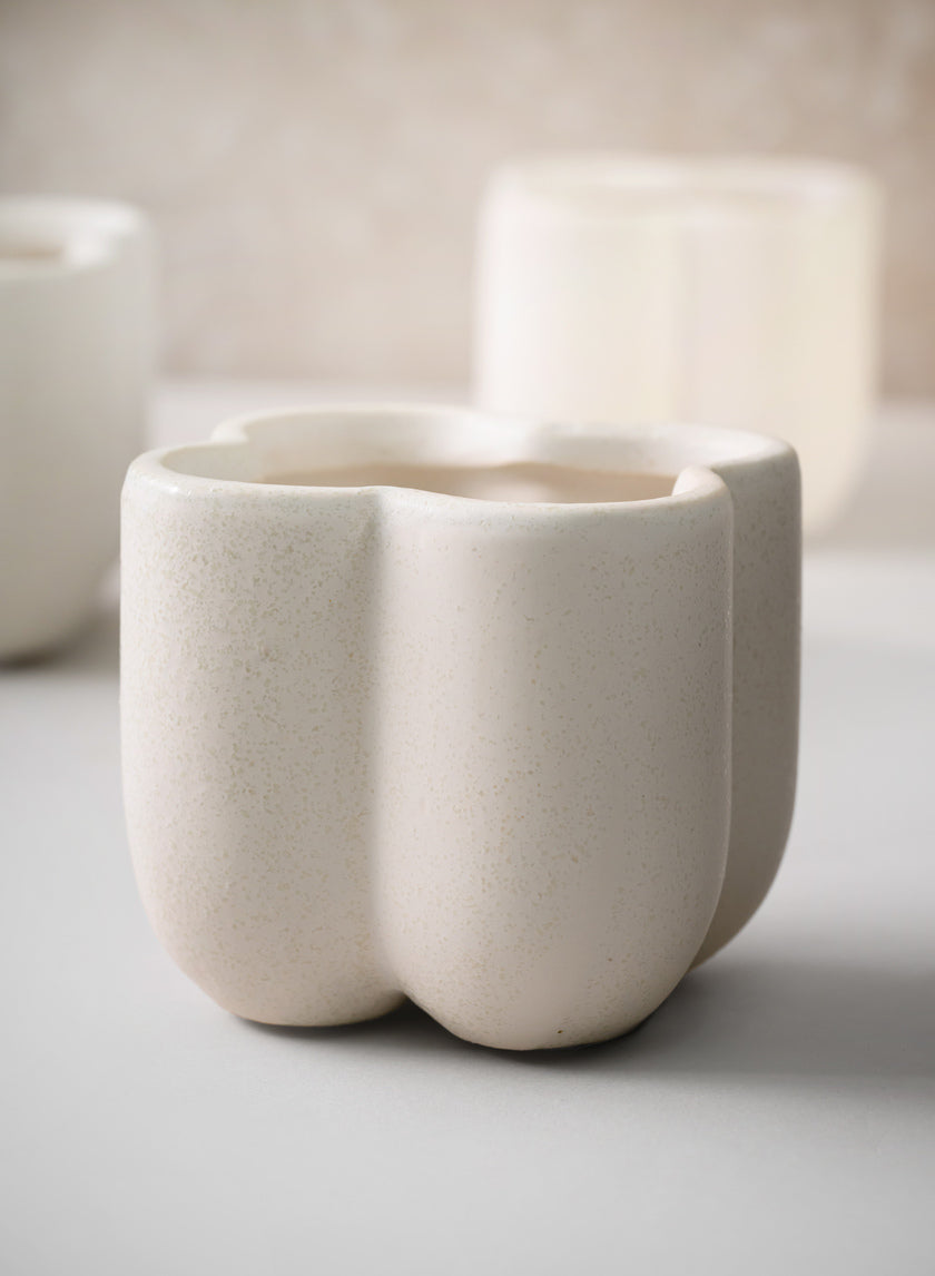 3.25in Tall Sand White Freya Ceramic Cachepot, Set of 4 Decor Jamali-garden