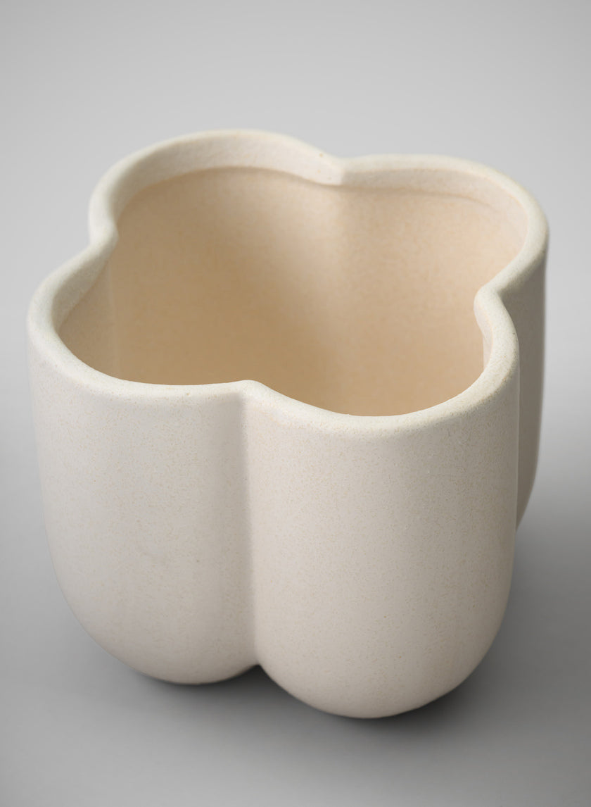 5in Tall Sand White Freya Ceramic Cachepot Decor Jamali-garden