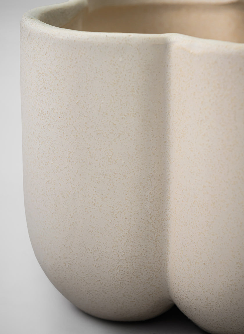 5in Tall Sand White Freya Ceramic Cachepot Decor Jamali-garden