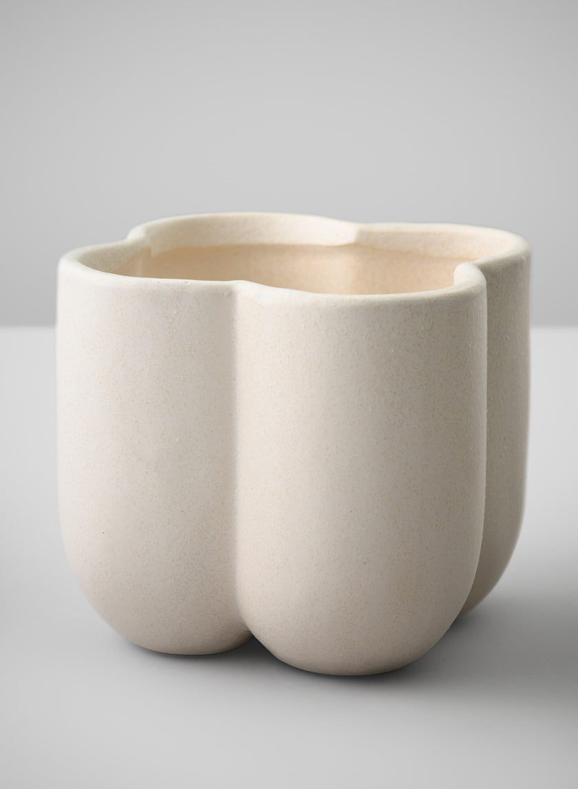 5in Tall Sand White Freya Ceramic Cachepot Decor Jamali-garden