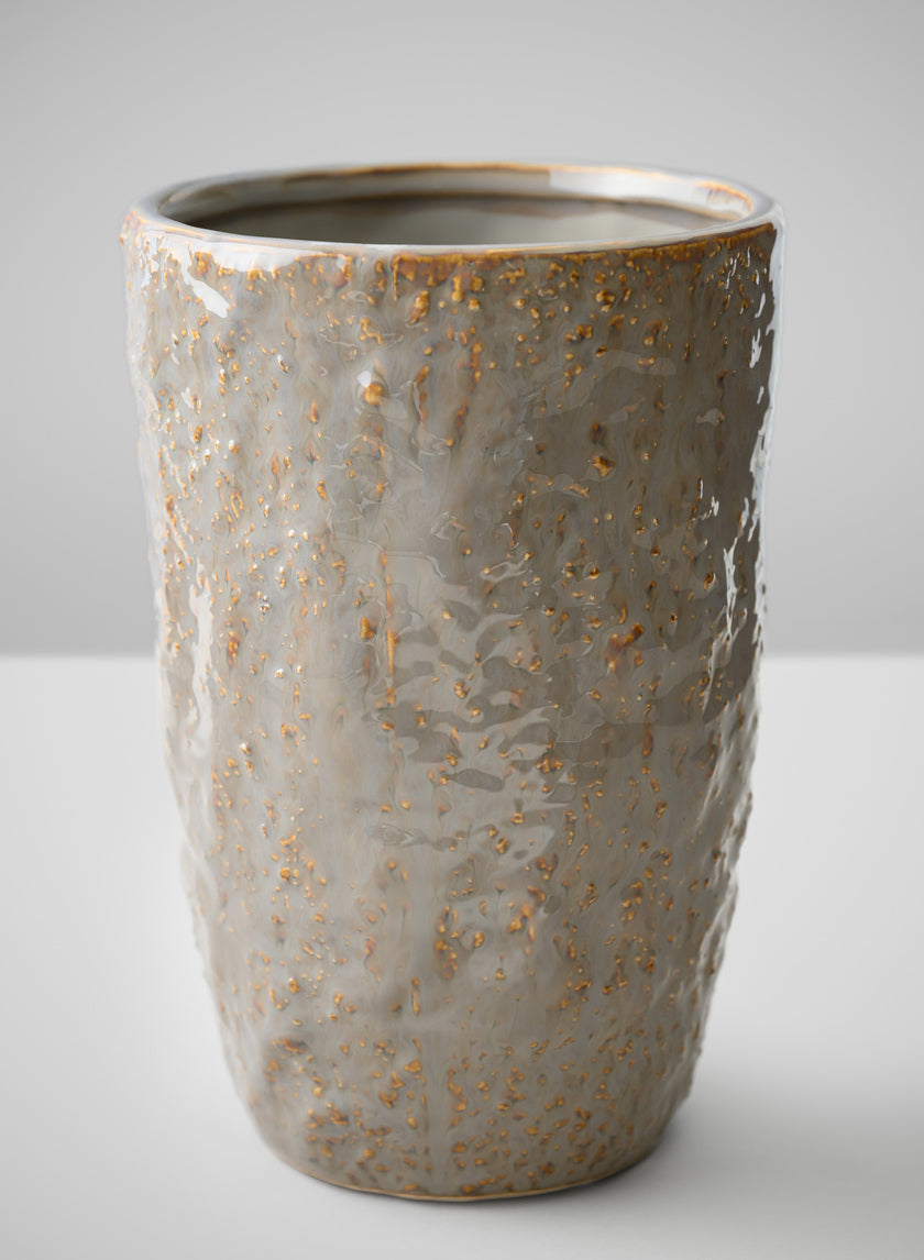 8in Tall Bursa Taupe Ceramic Vase Decor Jamali-garden