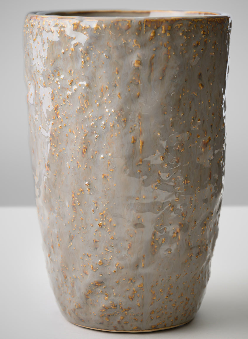 8in Tall Bursa Taupe Ceramic Vase Decor Jamali-garden