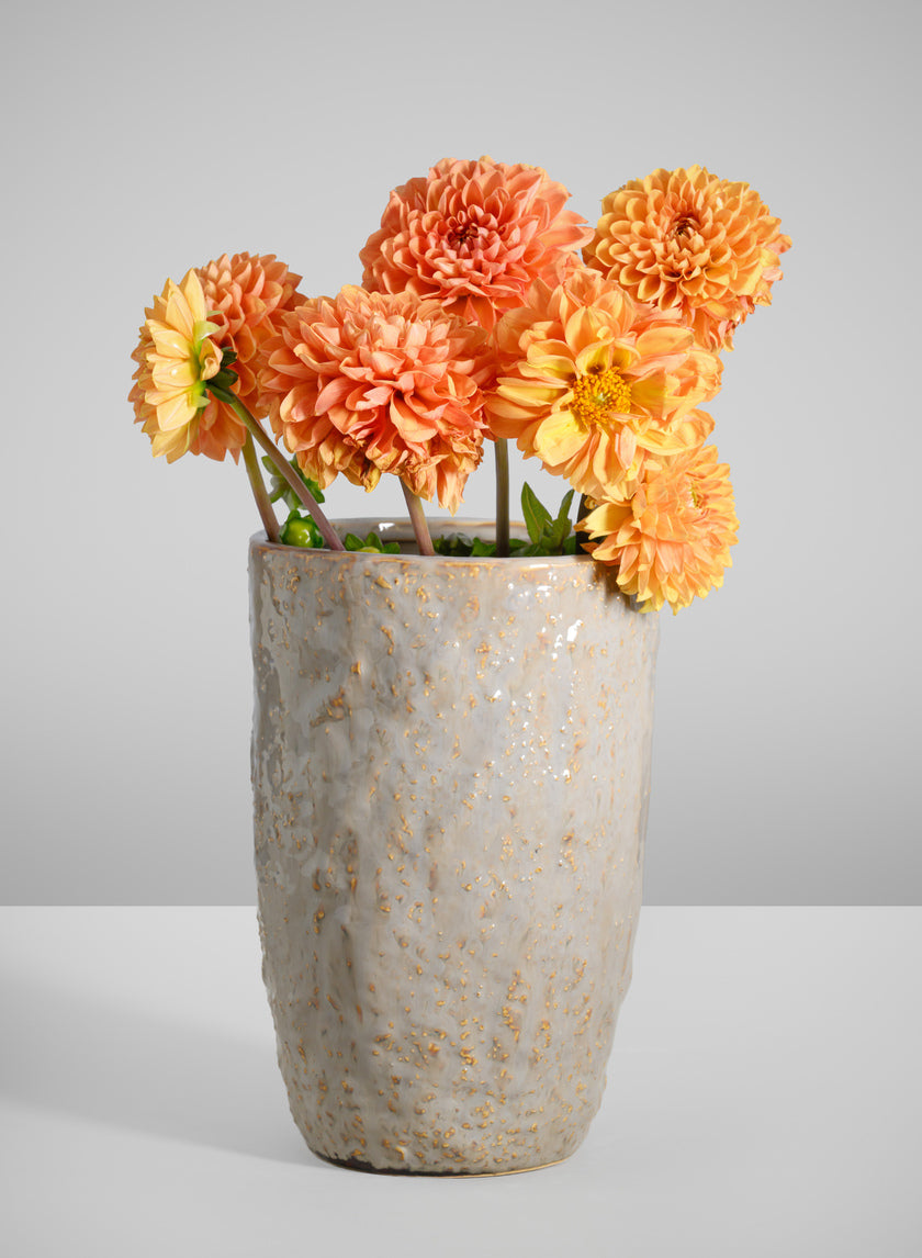 8in Tall Bursa Taupe Ceramic Vase Decor Jamali-garden