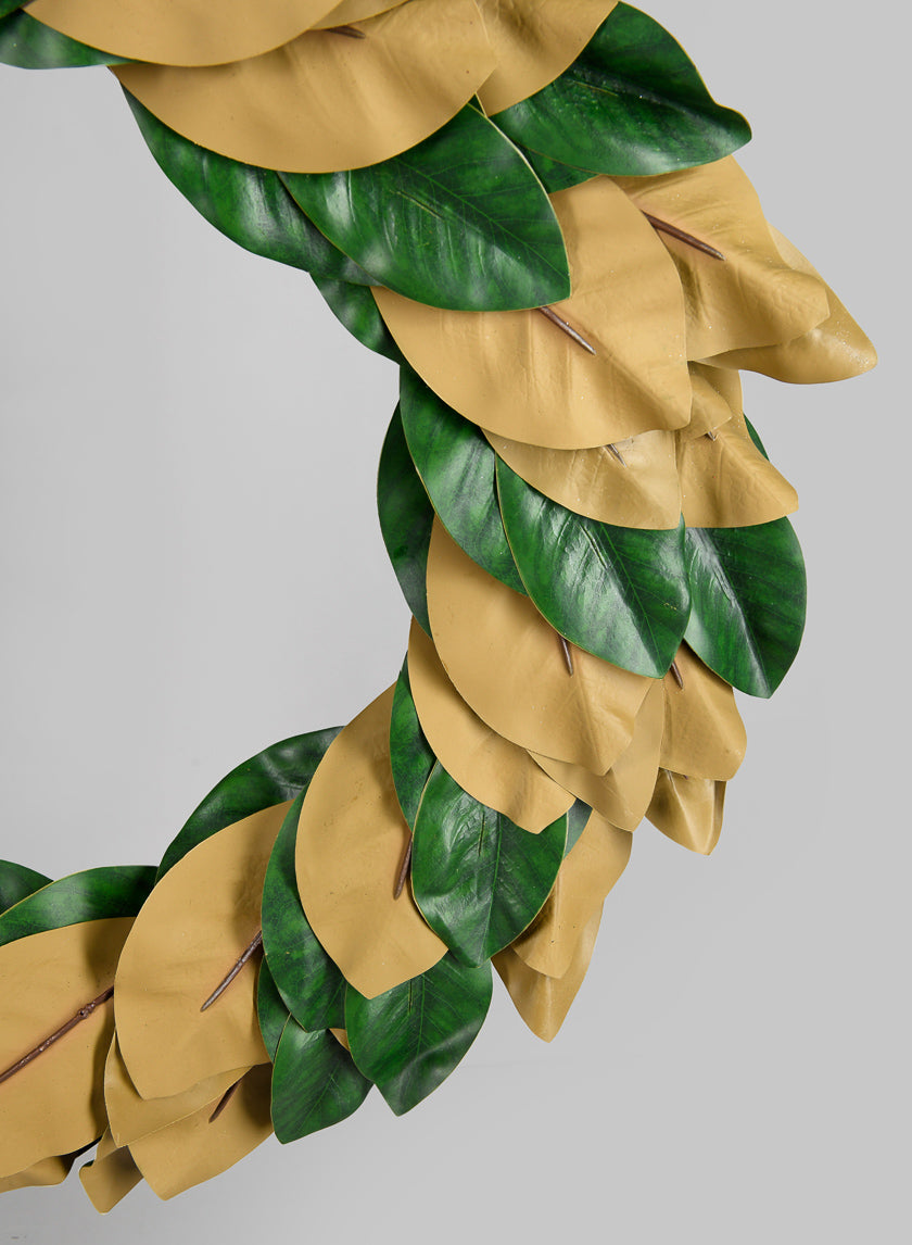25in Wide Magnolia Leaf Wreath Decor Jamali-garden