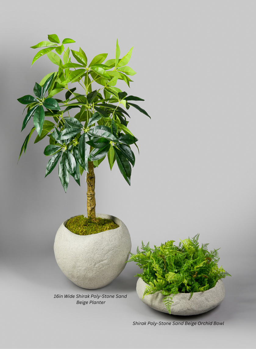 13in Tall Shirak Poly-Stone Sand Beige Planter Decor Jamali-garden