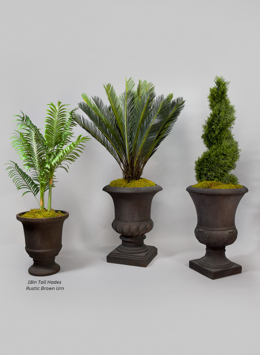 18in Tall Hades Rustic Brown Urn Decor Jamali-garden