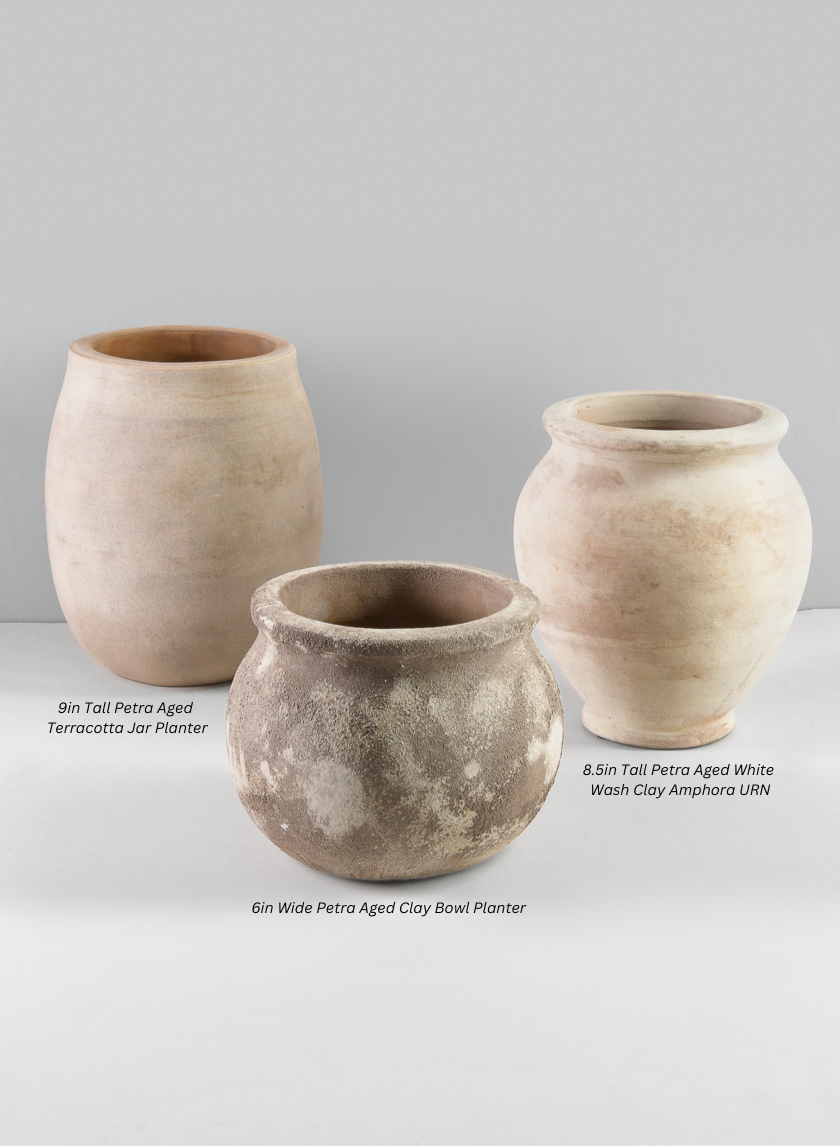 9in Tall Petra Aged Terracotta Jar Planter Decor Jamali-garden