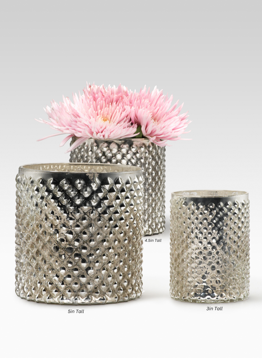 Antique Silver Hobnail Glass Vases Decor Jamali-garden